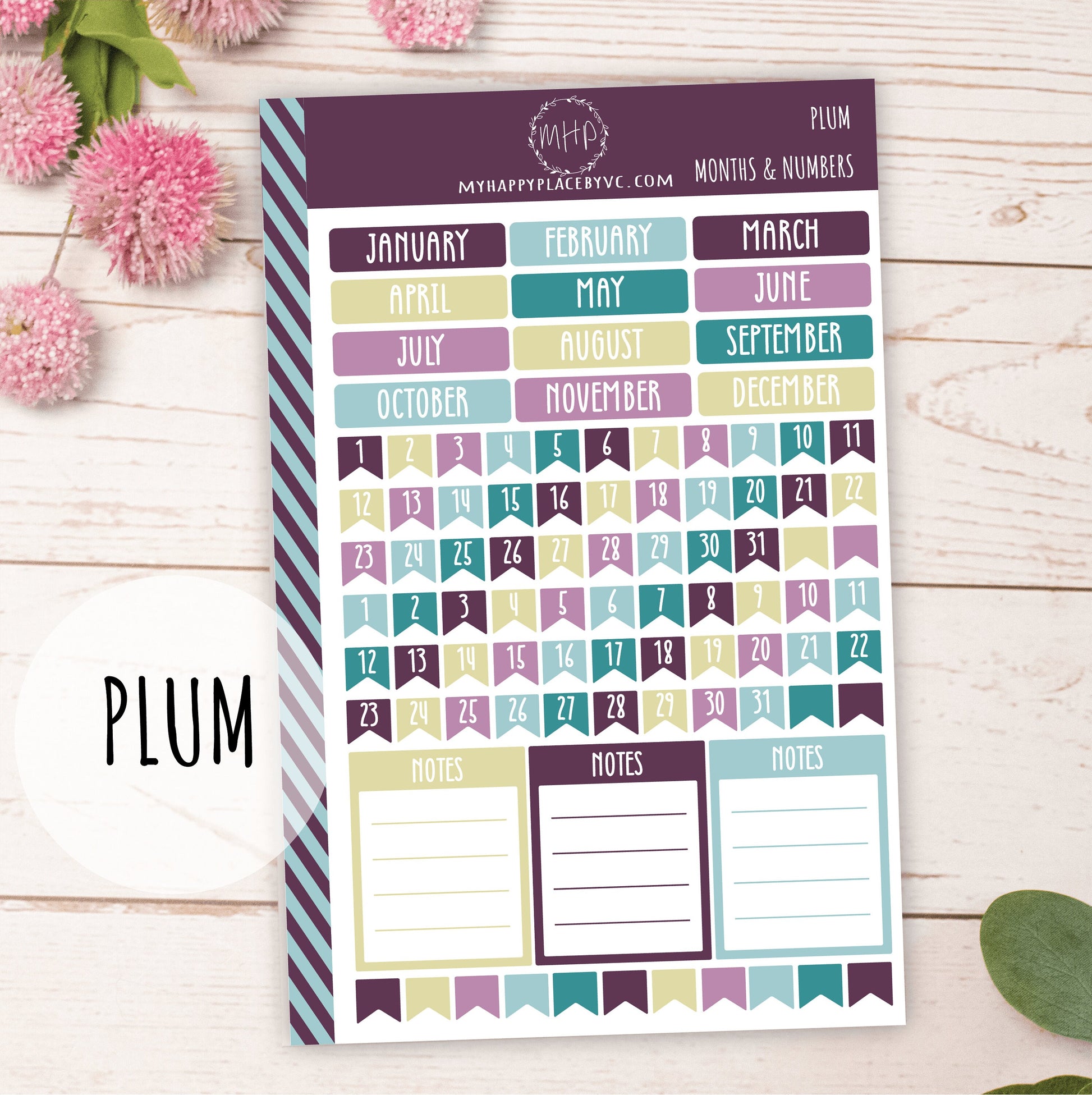 Months and Numbers Planner Stickers for College Planner, Teacher Planners and Bullet Journals || F710