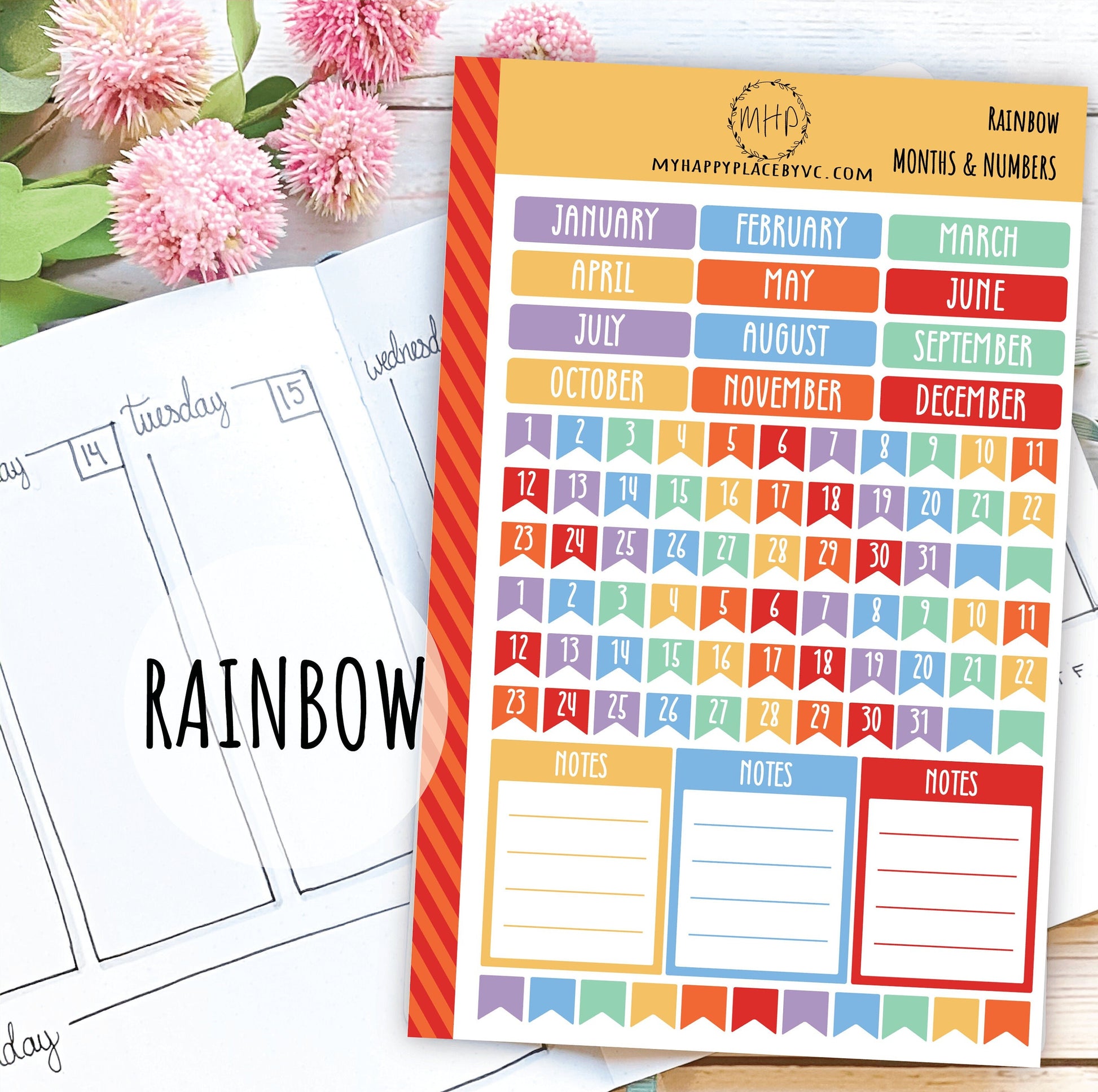 Months and Numbers Planner Stickers for College Planner, Teacher Planners and Bullet Journals || F710