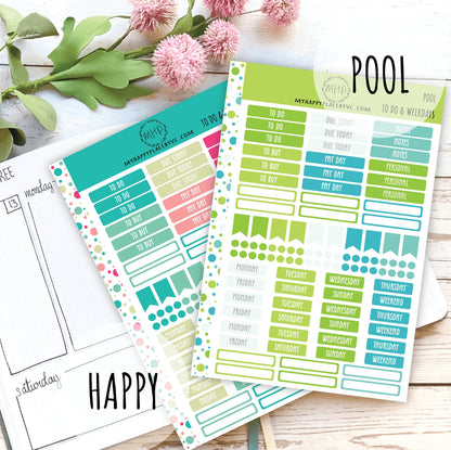 To Do & Days of the Week Planner Stickers. Sticker for College Planner, Teacher Planners and Bullet Journals || F727