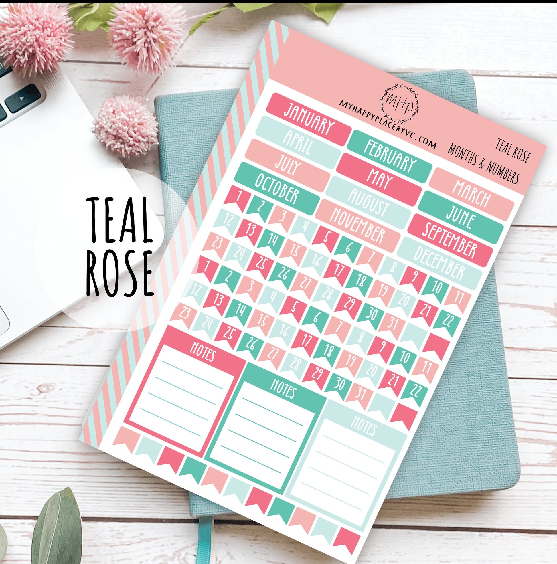 Months and Numbers Planner Stickers for College Planner, Teacher Planners and Bullet Journals || F710
