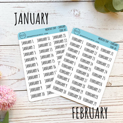 Months with Number Day Stickers || Q104