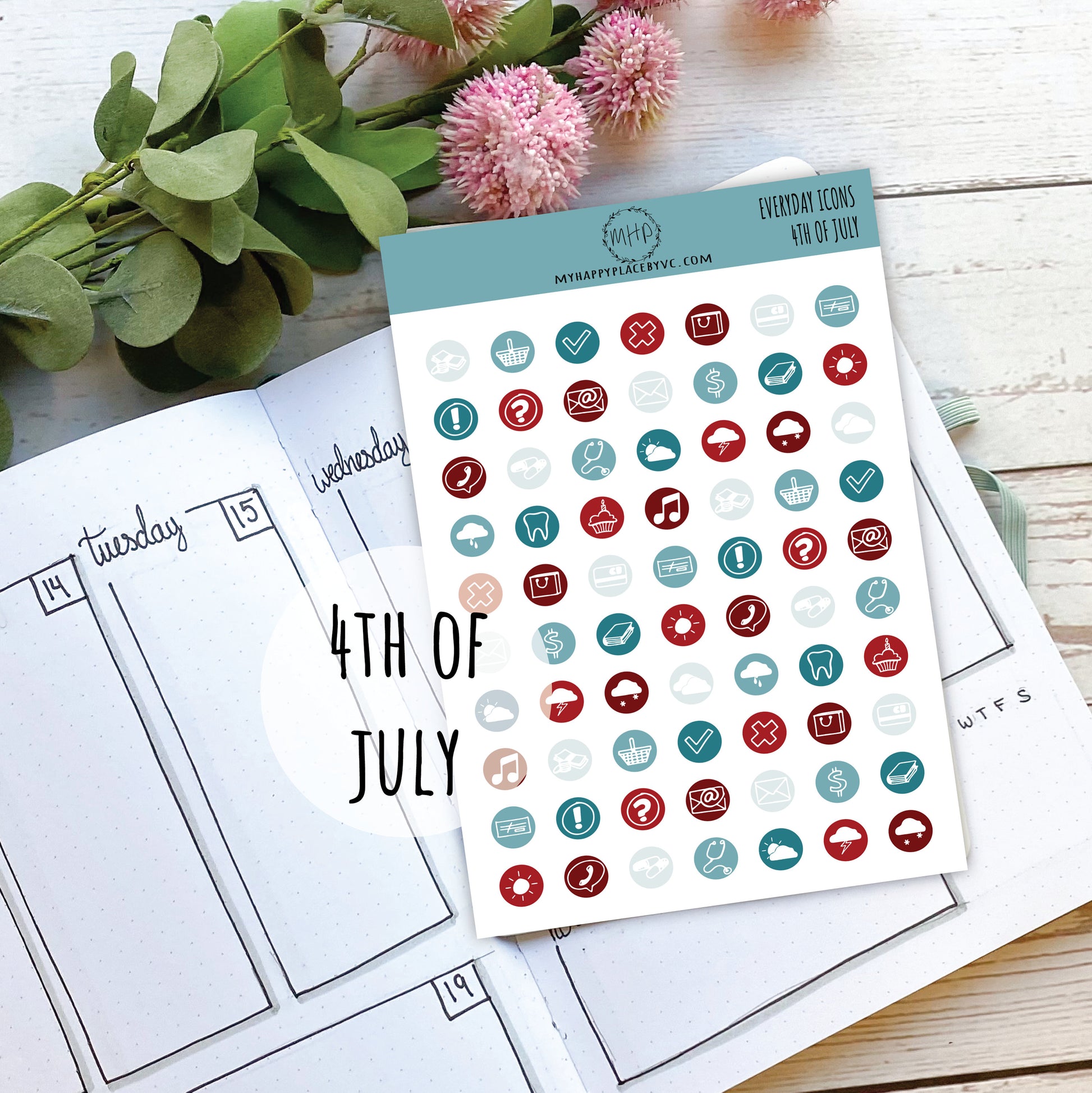 Everyday Icons Stickers for College Planner, Teacher Planner, Homeschool Planner. Planner Stickers for Bullet Journals and Calendars || H509
