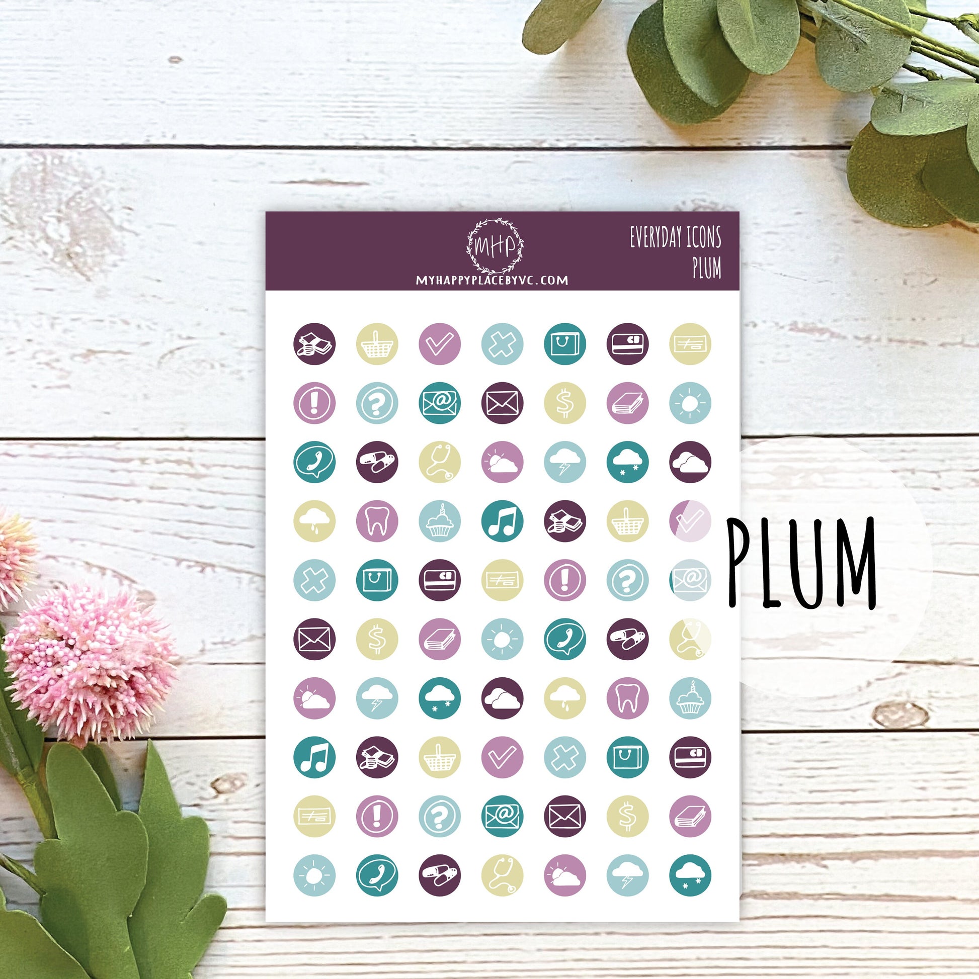 Everyday Icons Stickers for College Planner, Teacher Planner, Homeschool Planner. Planner Stickers for Bullet Journals and Calendars || H509