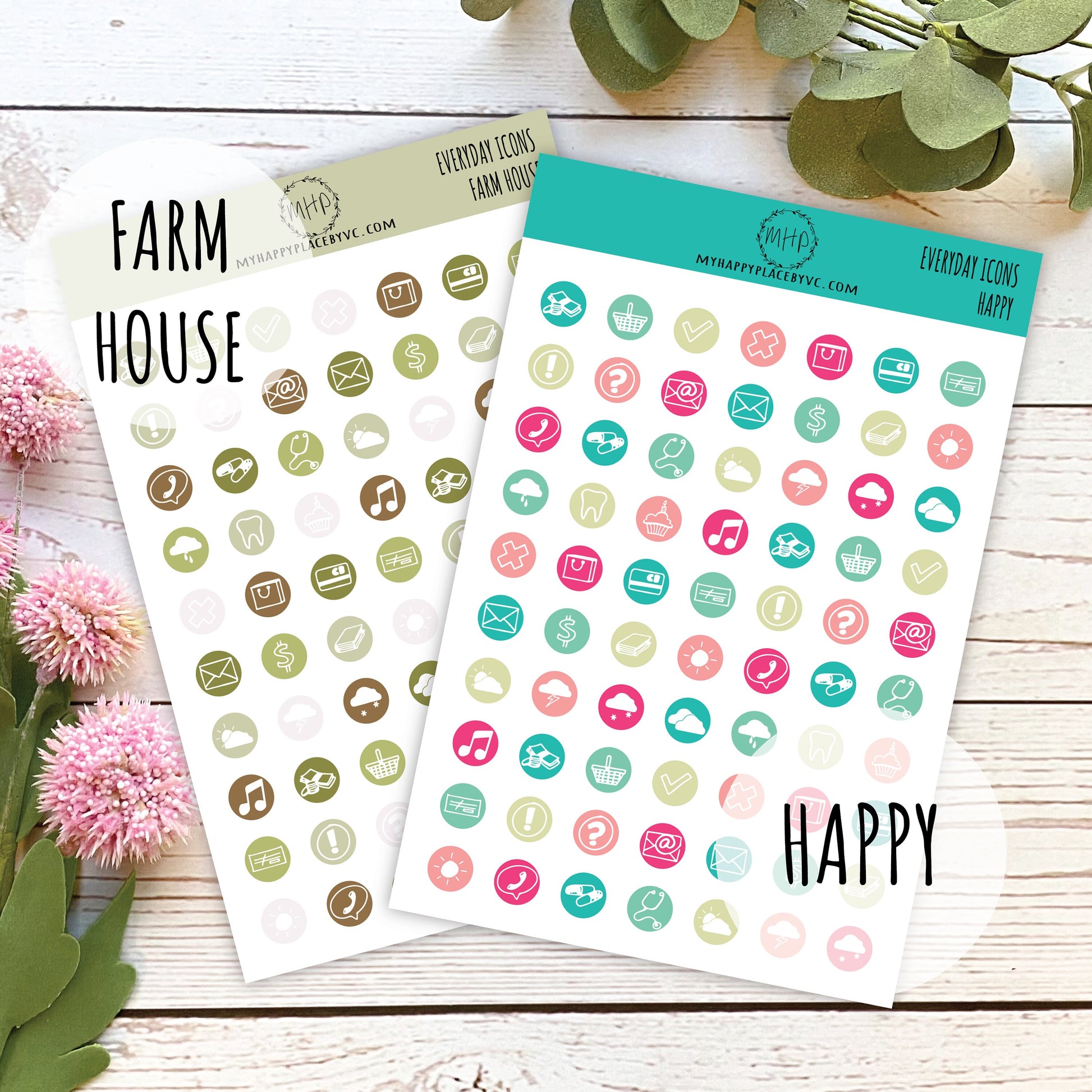 Everyday Icons Stickers for College Planner, Teacher Planner, Homeschool Planner. Planner Stickers for Bullet Journals and Calendars || H509