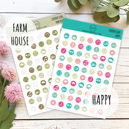 Everyday Icons Stickers for College Planner, Teacher Planner, Homeschool Planner. Planner Stickers for Bullet Journals and Calendars || H509