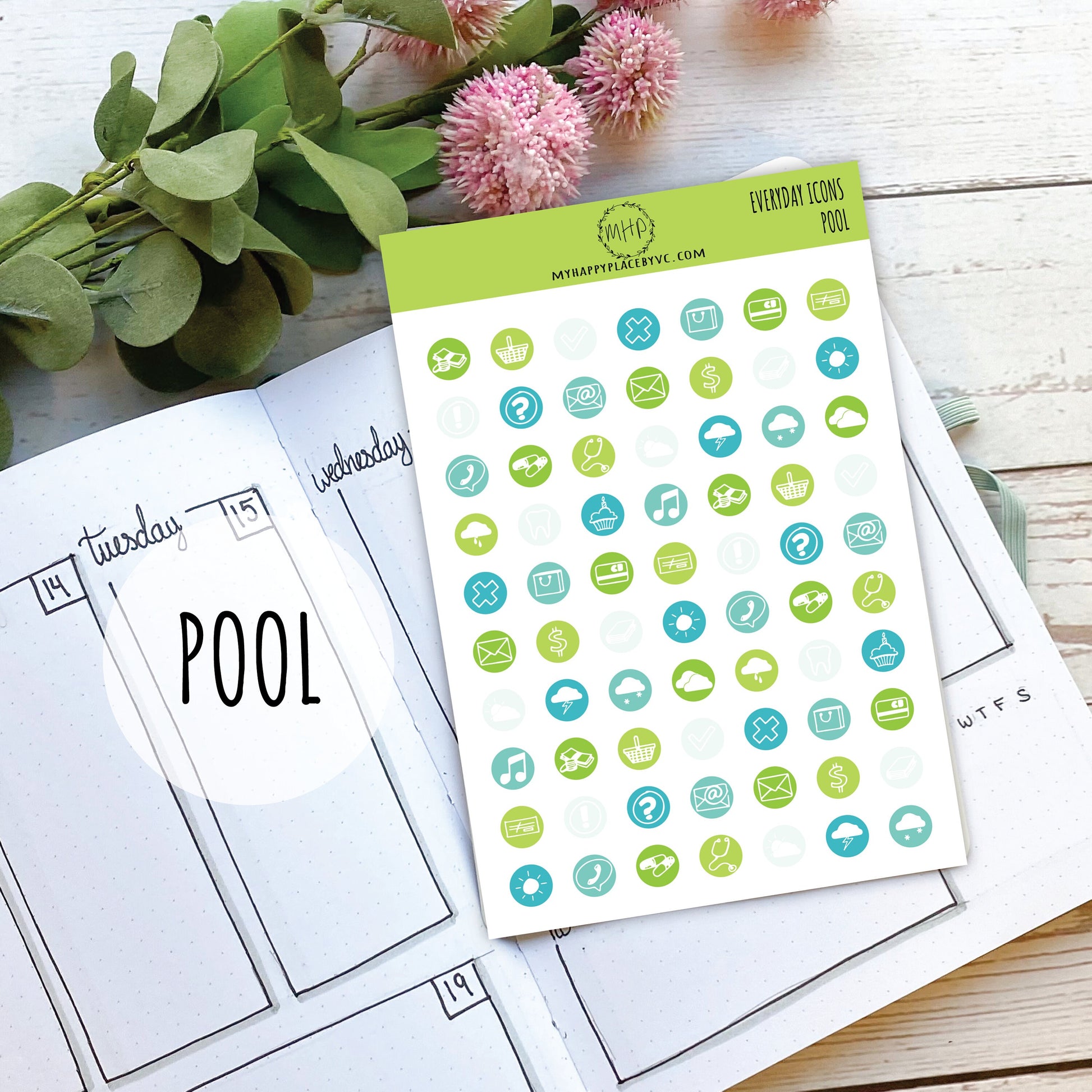 Everyday Icons Stickers for College Planner, Teacher Planner, Homeschool Planner. Planner Stickers for Bullet Journals and Calendars || H509
