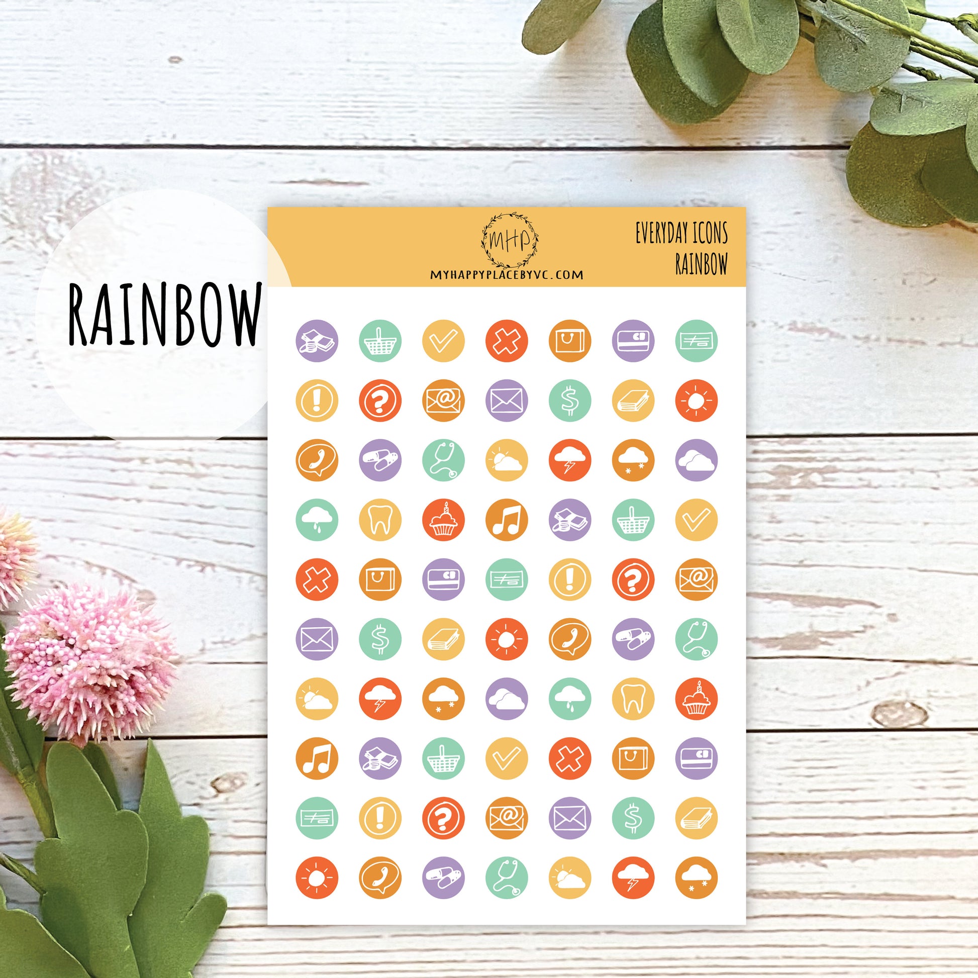 Everyday Icons Stickers for College Planner, Teacher Planner, Homeschool Planner. Planner Stickers for Bullet Journals and Calendars || H509