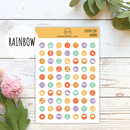 Everyday Icons Stickers for College Planner, Teacher Planner, Homeschool Planner. Planner Stickers for Bullet Journals and Calendars || H509