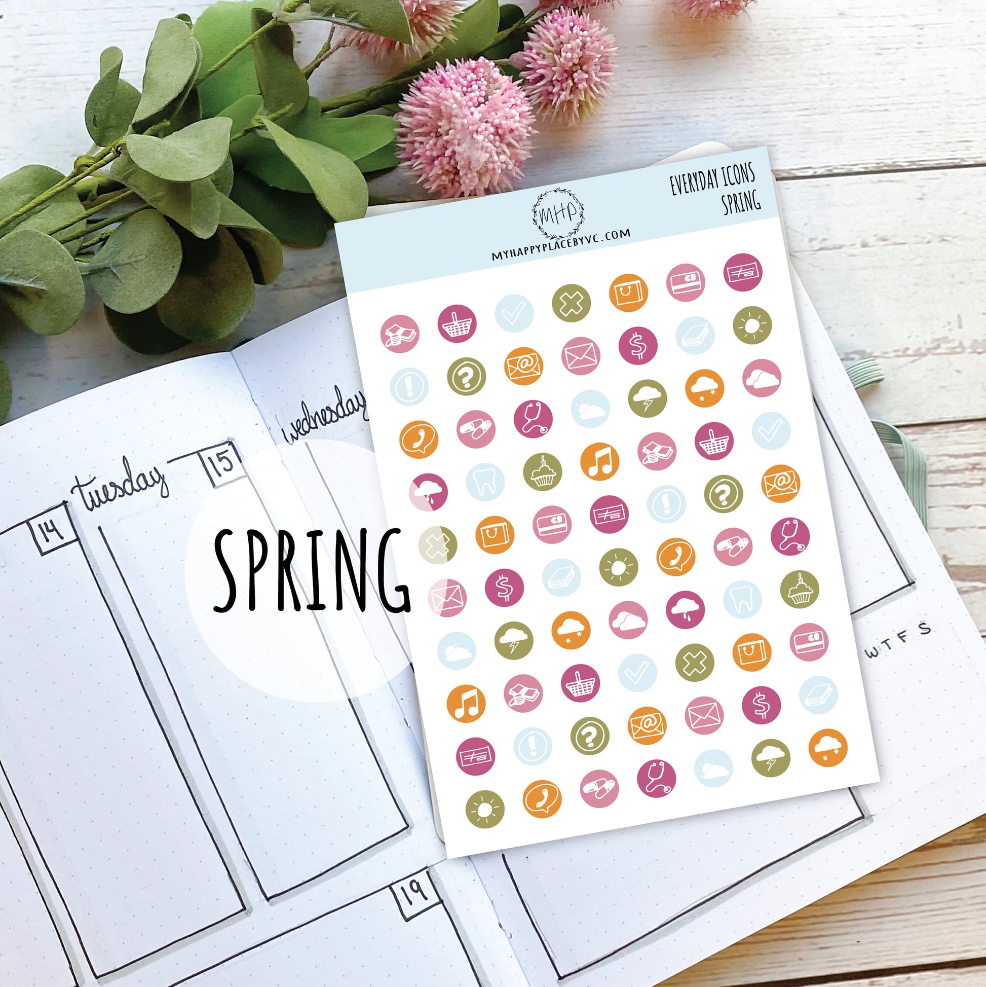 Everyday Icons Stickers for College Planner, Teacher Planner, Homeschool Planner. Planner Stickers for Bullet Journals and Calendars || H509
