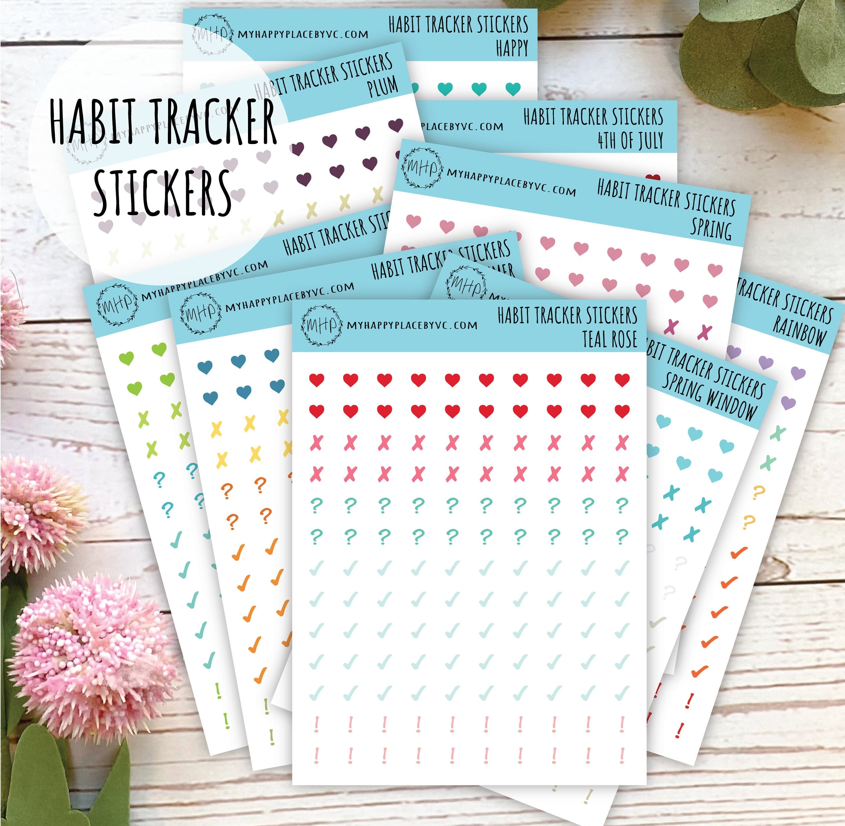 Mini Stickers for Monthly Habit Tracker Calendars. College Planner Sti ...
