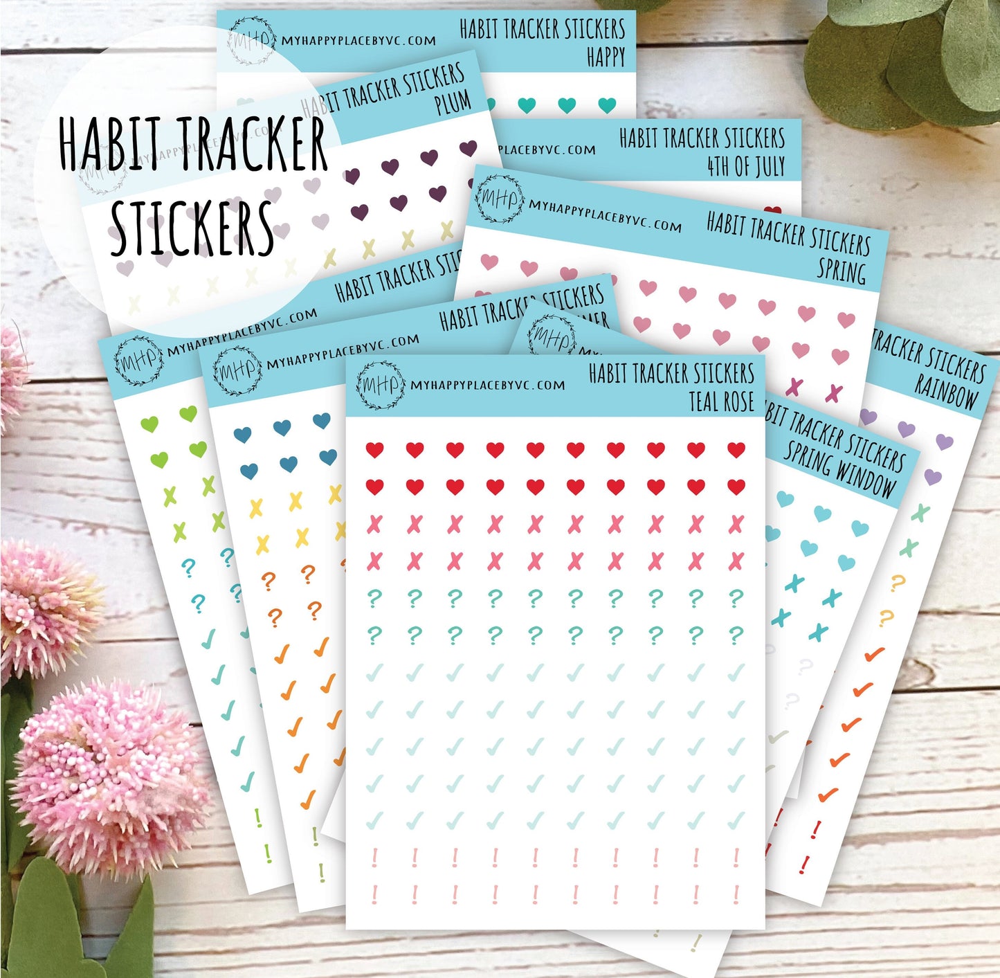 Mini Stickers for Monthly Habit Tracker Calendars. College Planner Stickers, Teacher Planners and Homeschool Planning || Q109