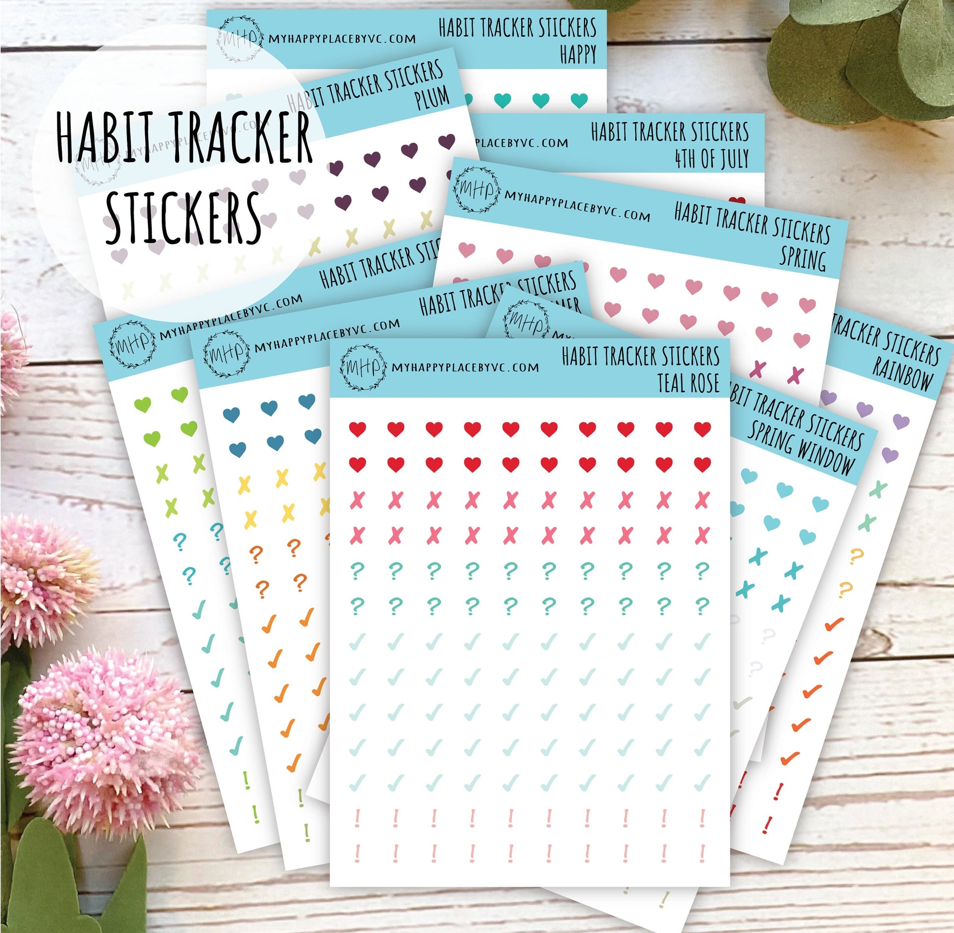 Mini Stickers for Monthly Habit Tracker Calendars. College Planner Stickers, Teacher Planners and Homeschool Planning || Q109