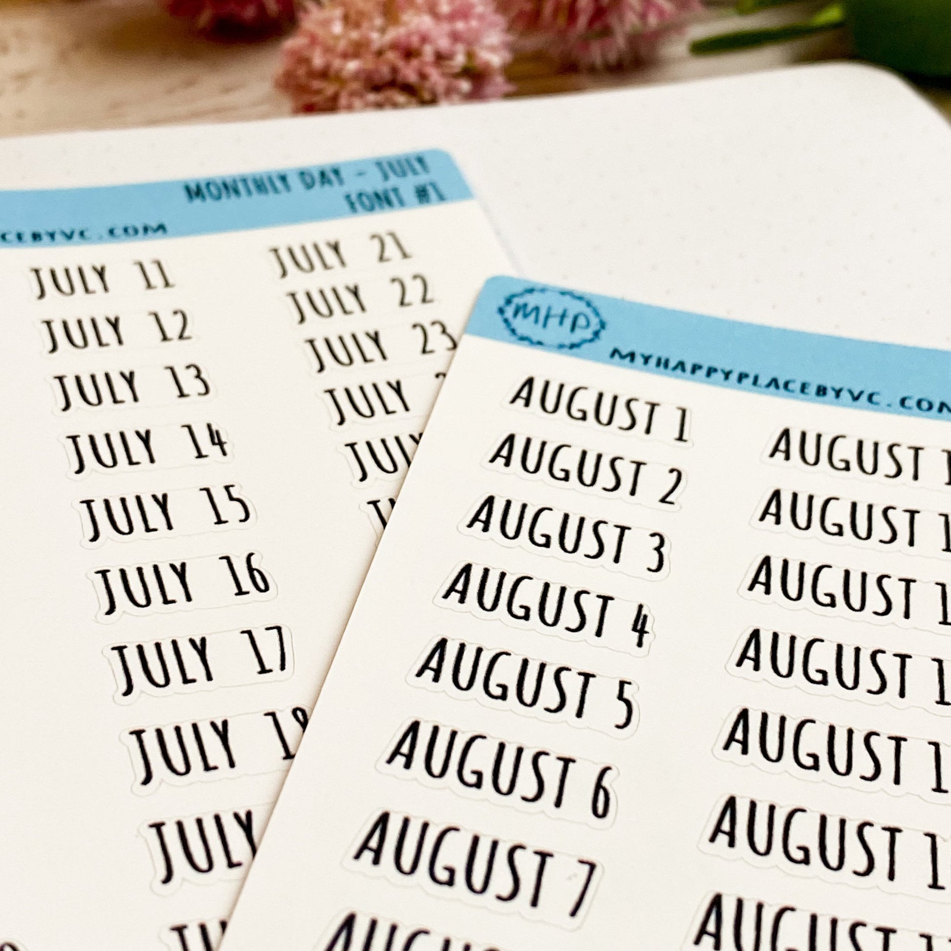 Days of the Year Planner Stickers. Month & Number Day for Planners and Bullet Journals.  || Q104