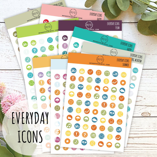 Everyday Icons Stickers for College Planner, Teacher Planner, Homeschool Planner. Planner Stickers for Bullet Journals and Calendars || H509