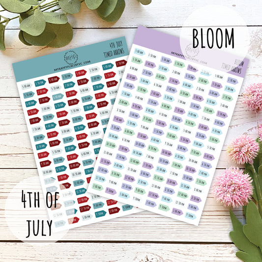 Timed Arrows Planner Stickers for Bullet Journals, Stickers for Planners , Half Hour Labels 5 am - 9:30 pm || H508