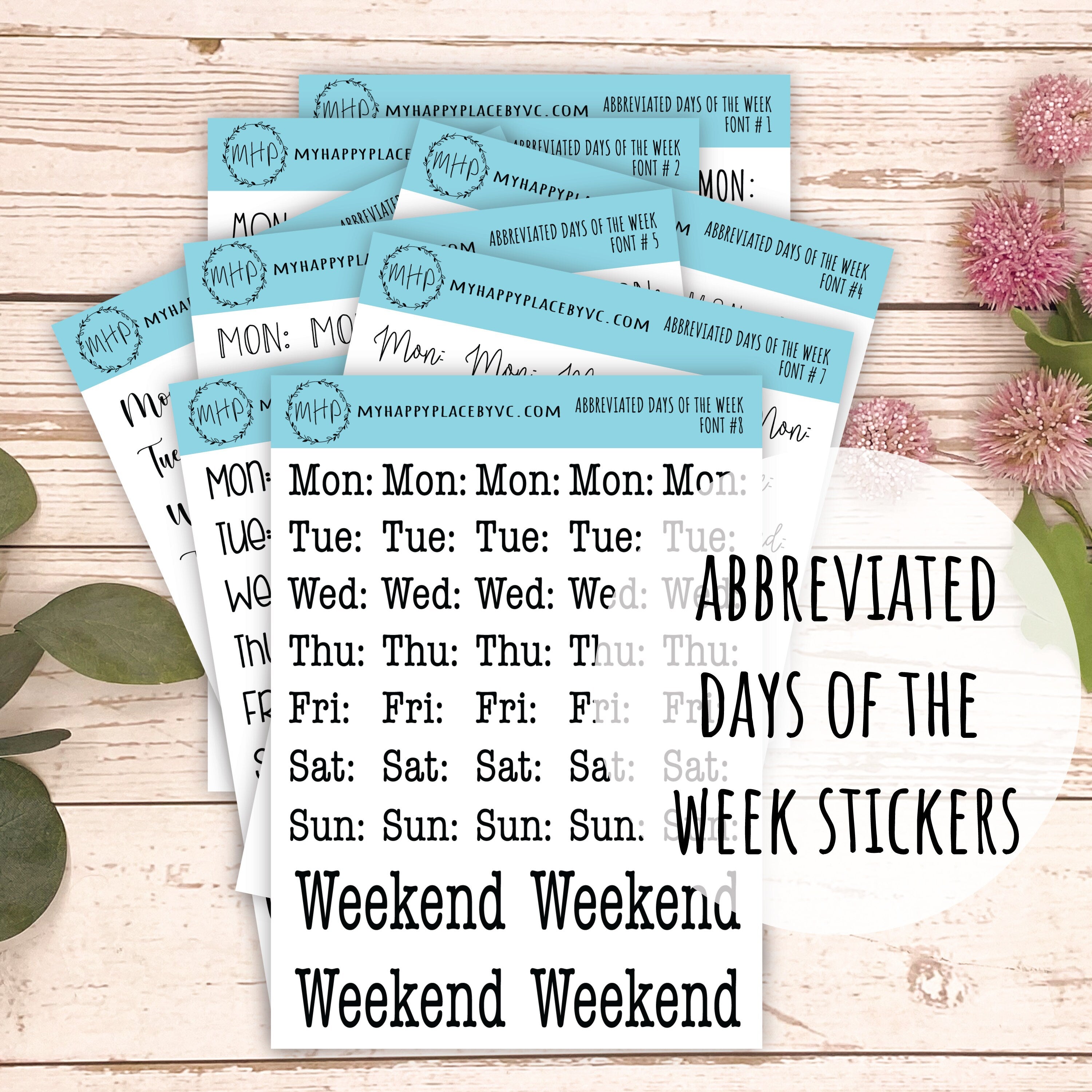 Days of the Week – My Happy Place Stickers