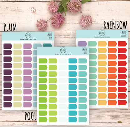 Arrow Stickers for Planners. Stickers for Bullet Journals, College Planner, Student Planner, Teacher Planner or Homeschool Planner || H504
