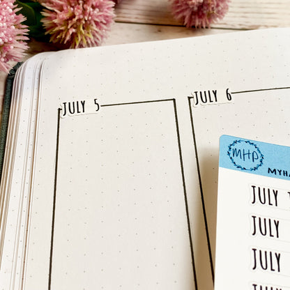 Days of the Year Planner Stickers. Month & Number Day for Planners and Bullet Journals.  || Q104