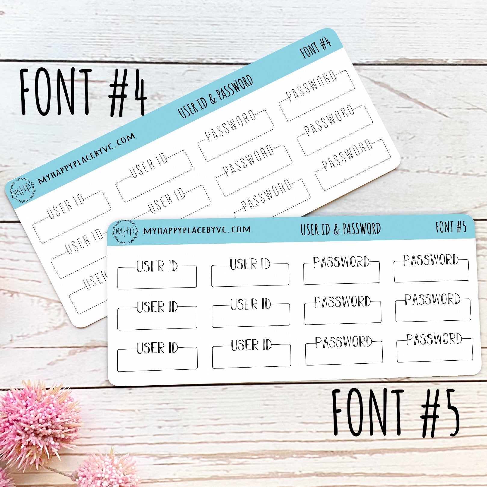 User ID and Password Planner Stickers for Bullet Journals. College  Planner, Homeschool Planner, Academic Planner || T315