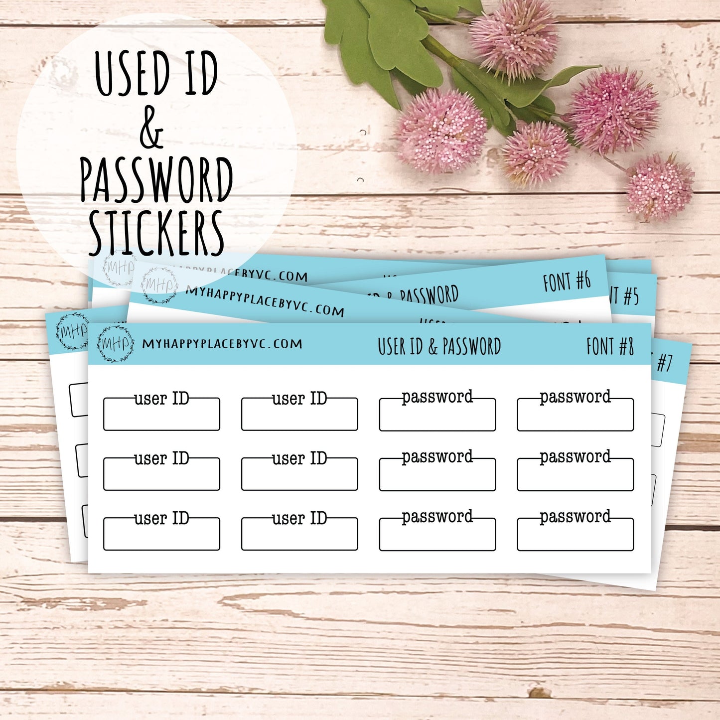 User ID and Password Planner Stickers for Bullet Journals. College  Planner, Homeschool Planner, Academic Planner || T315