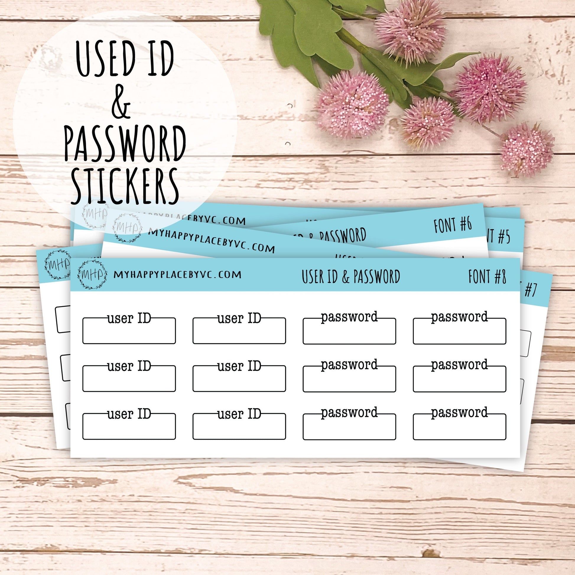 User ID and Password Planner Stickers for Bullet Journals. College  Planner, Homeschool Planner, Academic Planner || T315