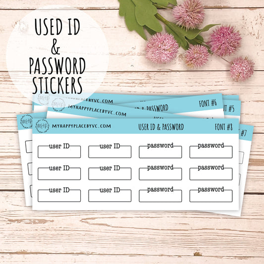 User ID and Password Planner Stickers for Bullet Journals. College  Planner, Homeschool Planner, Academic Planner || T315