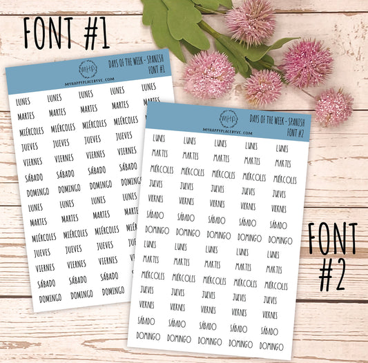 Days of the Week Planner Sticker in Spanish || H501