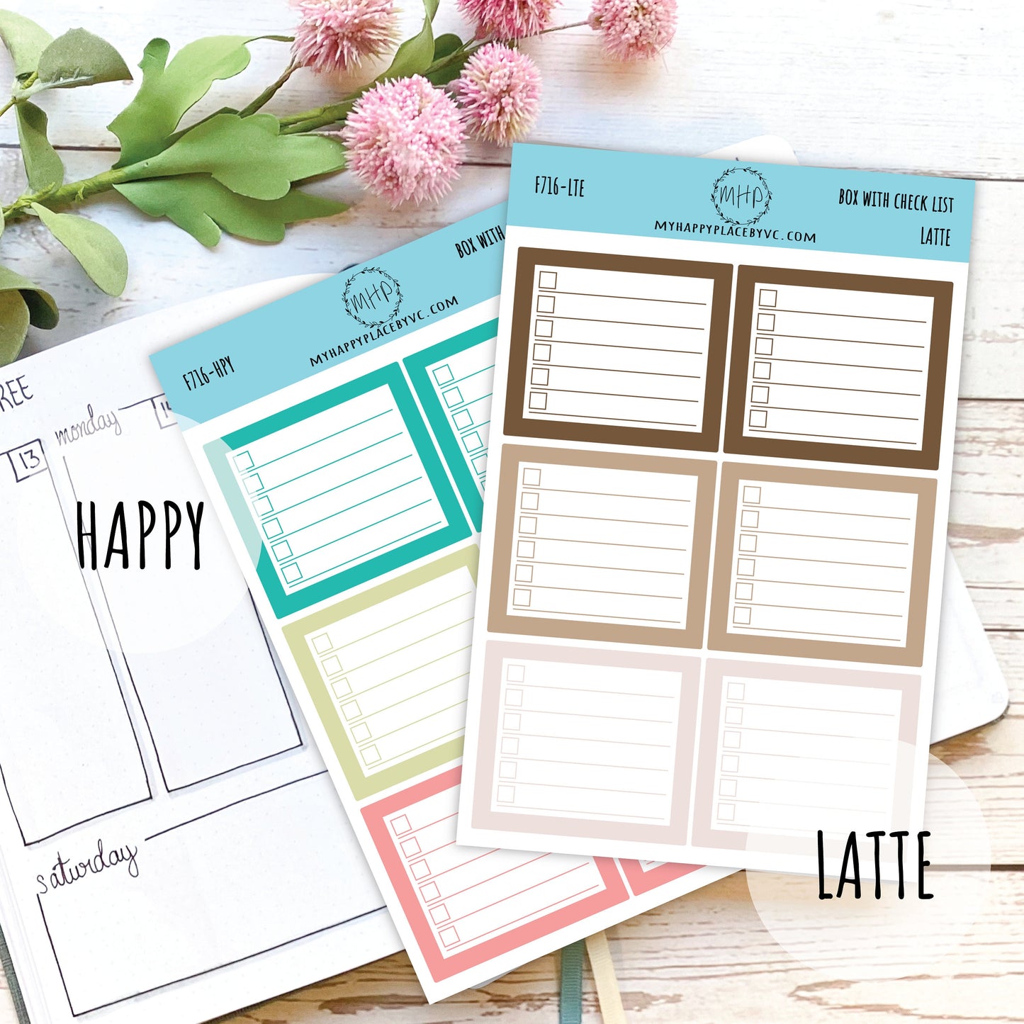 Planner Box With Check List. Planner Stickers for Bullet Journals, College Planner, Teacher, Homeschool Planner and School Planners || F716