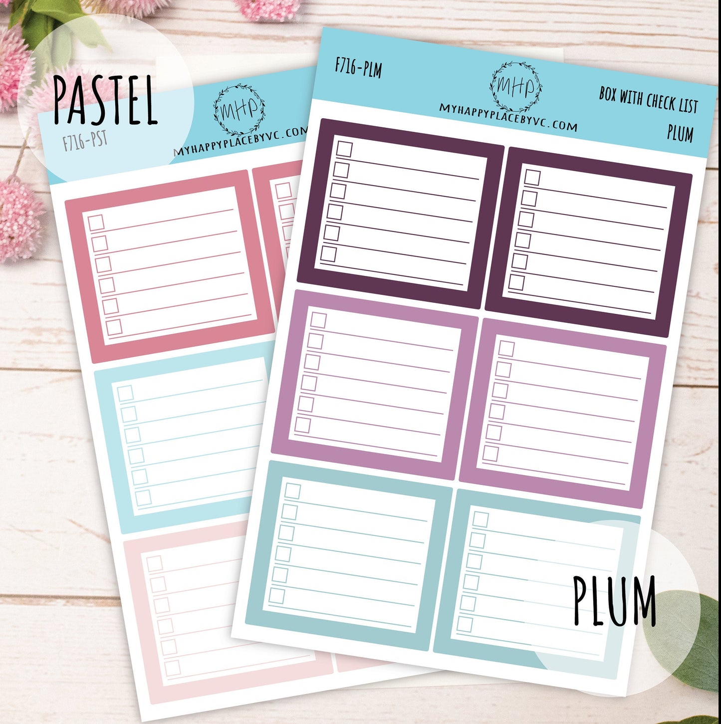 Planner Box With Check List. Planner Stickers for Bullet Journals, College Planner, Teacher, Homeschool Planner and School Planners || F716