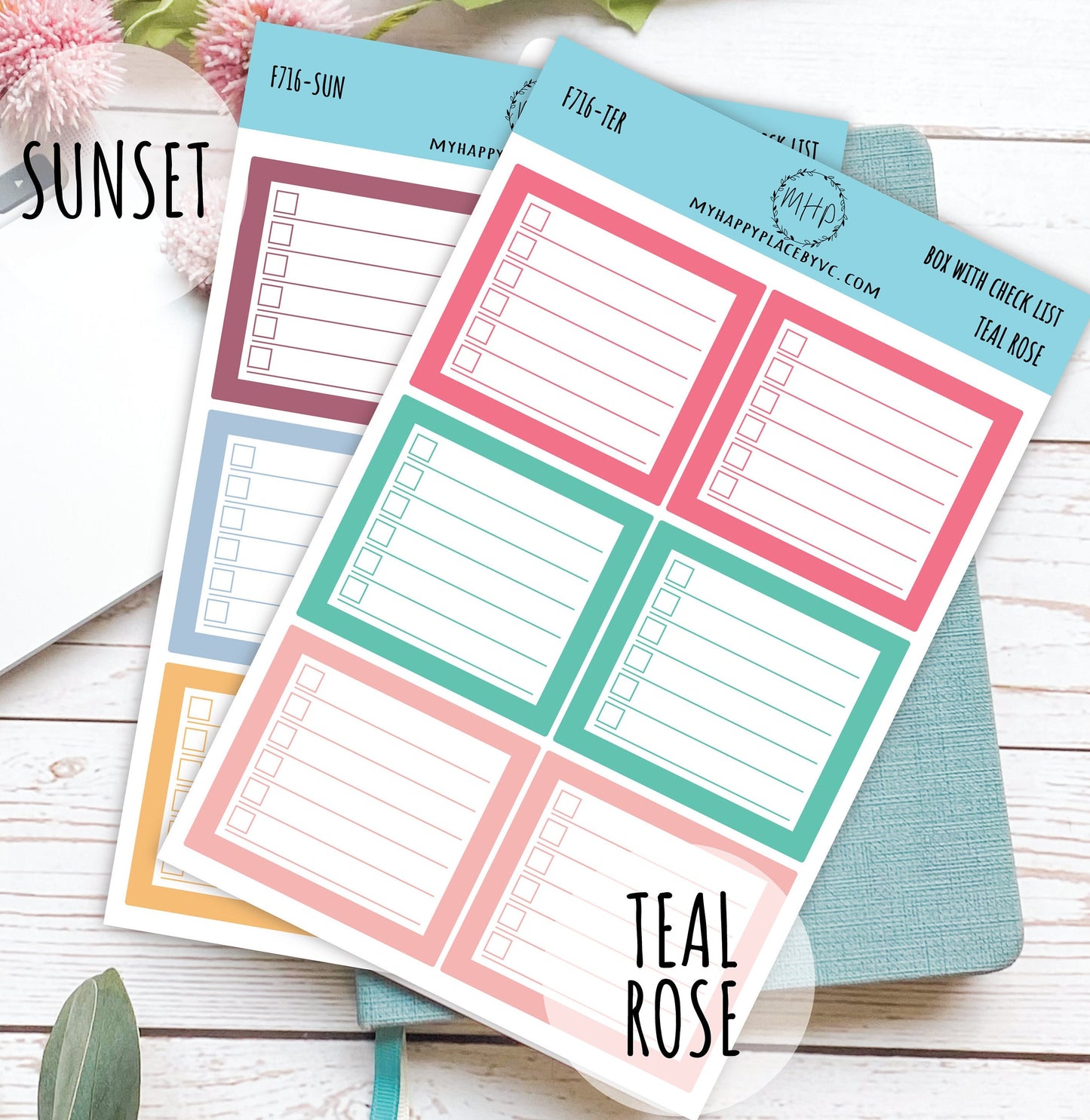 Planner Box With Check List. Planner Stickers for Bullet Journals, College Planner, Teacher, Homeschool Planner and School Planners || F716