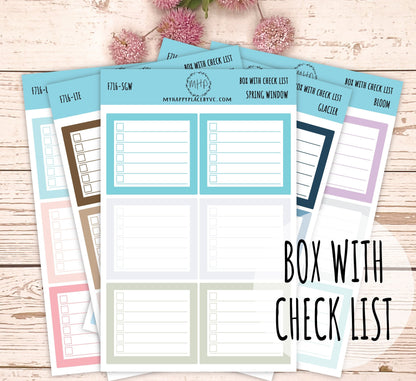 Planner Box With Check List. Planner Stickers for Bullet Journals, College Planner, Teacher, Homeschool Planner and School Planners || F716