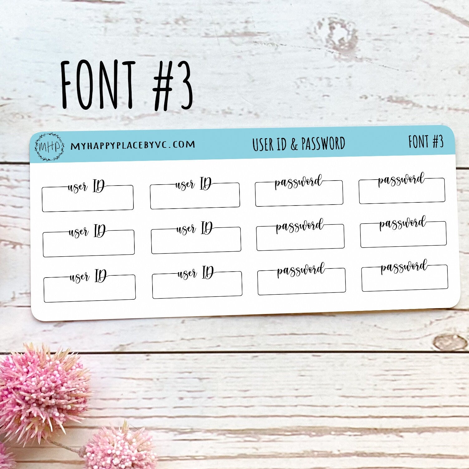 User ID and Password Planner Stickers for Bullet Journals. College  Planner, Homeschool Planner, Academic Planner || T315