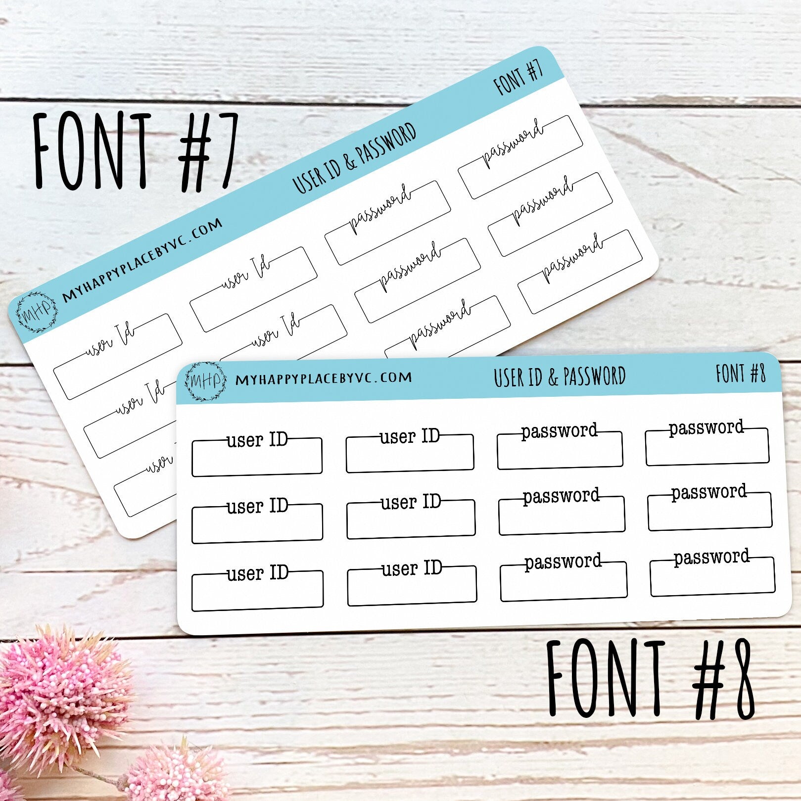 User ID and Password Planner Stickers for Bullet Journals. College  Planner, Homeschool Planner, Academic Planner || T315