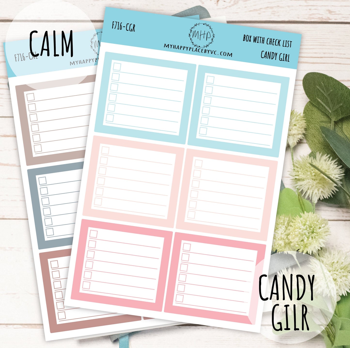 Planner Box With Check List. Planner Stickers for Bullet Journals, College Planner, Teacher, Homeschool Planner and School Planners || F716