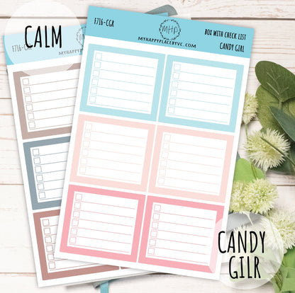 Planner Box With Check List. Planner Stickers for Bullet Journals, College Planner, Teacher, Homeschool Planner and School Planners || F716