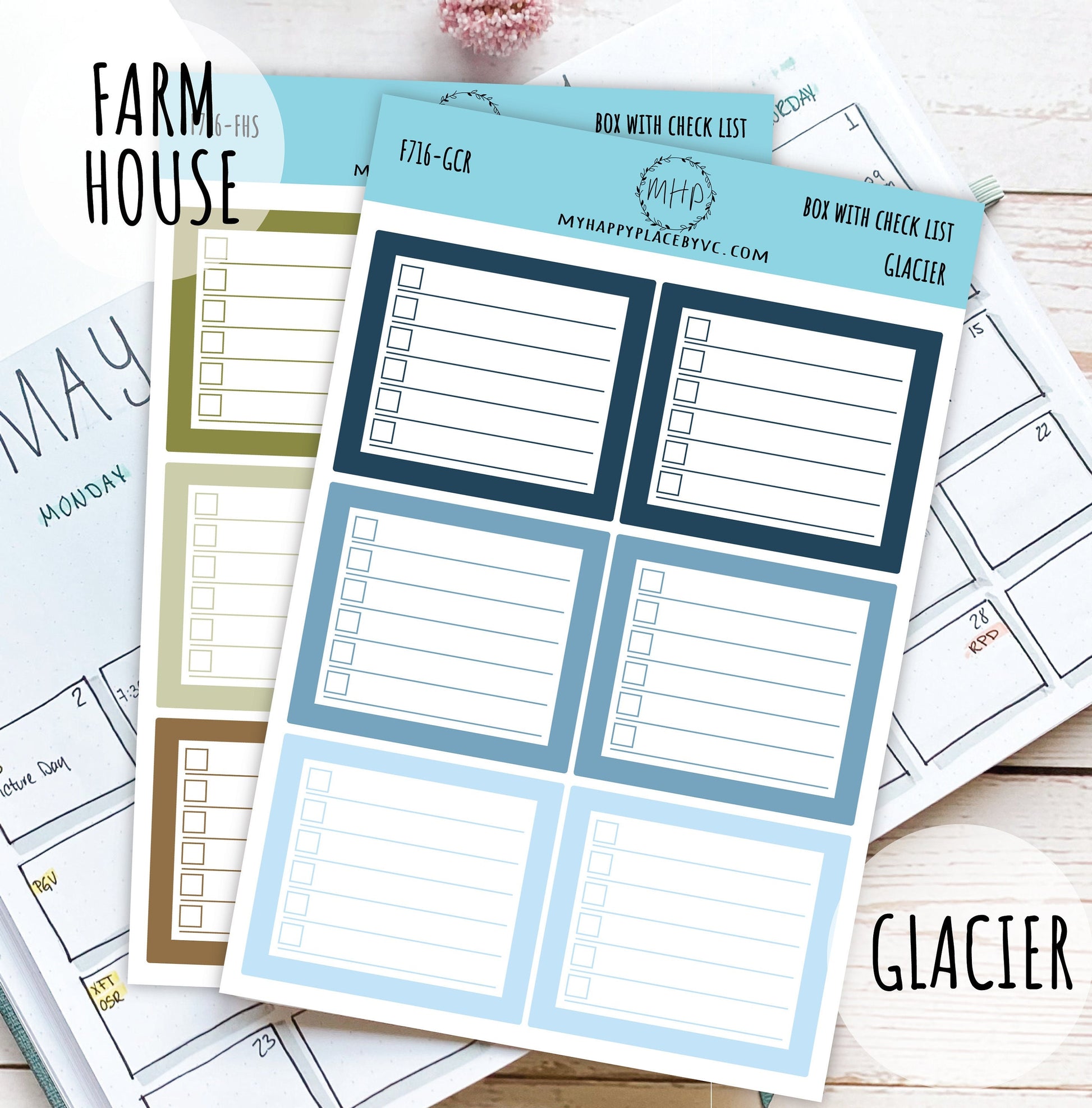 Planner Box With Check List. Planner Stickers for Bullet Journals, College Planner, Teacher, Homeschool Planner and School Planners || F716