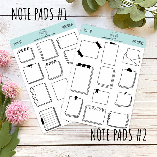 Note Pads Stickers for Planners, Organizers and Bullet Journals.Stickers for Planners.  Doodle Stickers || H525