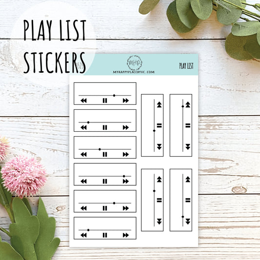 Play List Stickers for Bullet Journals. Stickers for Planners and Organizers. Doodle Stickers || H527