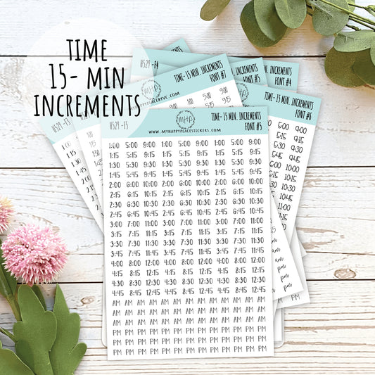 HOURS- 15 Min. Increment Stickers for Planners || H529