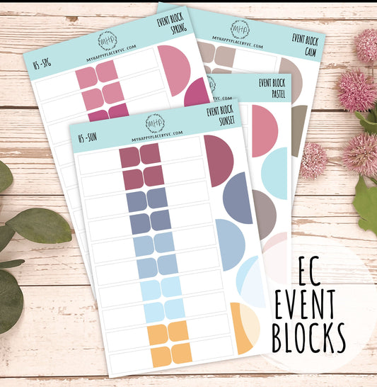 Event Block Stickers for Bullet Journals, EC Planners, College Planner, Teacher Planner or Homeschool Planner || H530