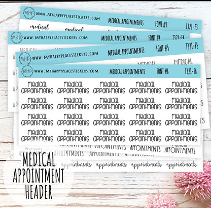 MEDICAL APPOINTMENT Stickers for Calendars, Teacher Planner, and Bullet Journals. Stickers for College Planner and Trackers || T321