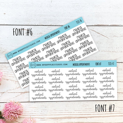 MEDICAL APPOINTMENT Stickers for Calendars, Teacher Planner, and Bullet Journals. Stickers for College Planner and Trackers || T321
