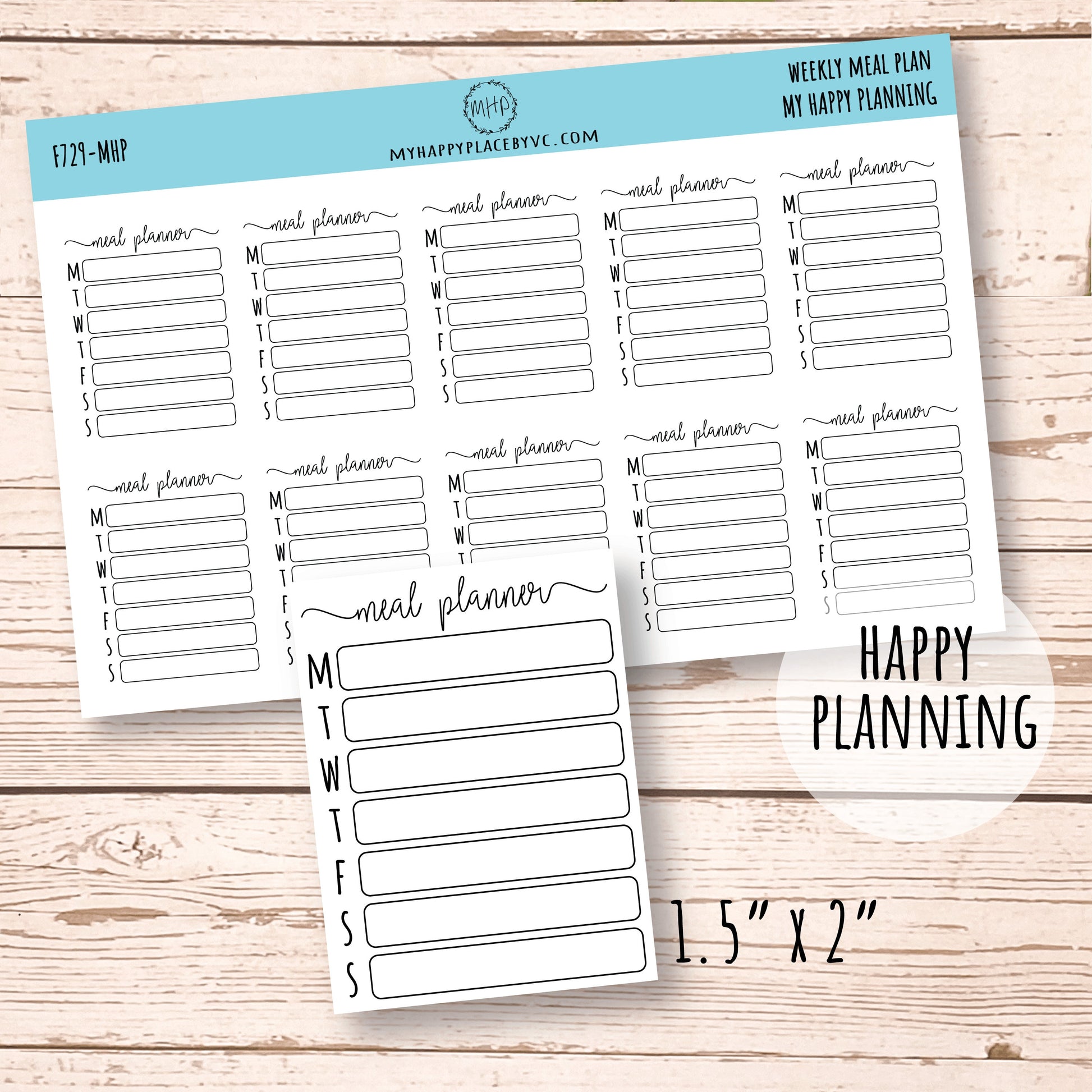 Weekly Meal Plan Stickers || F729