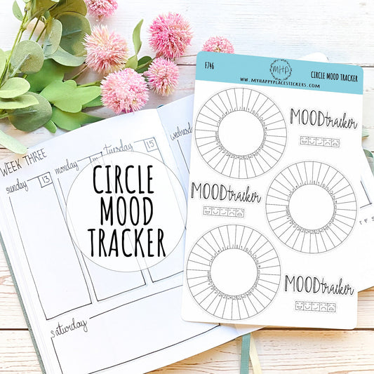 Circle Mood Tracker Stickers for Bullet Journals, and Planners. Monthly Habit Tracker || F746