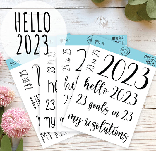Hello 2023 Stickers. 2023 Goals and Resolution Stickers for Bullet Journals and Planners || Q119