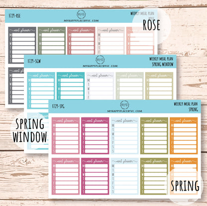 Weekly Meal Plan Stickers || F729