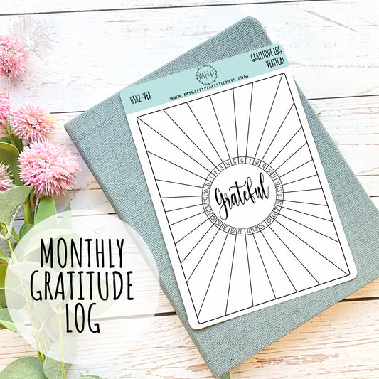 Gratitude Log Stickers for Bullet Journals. Stickers for Planners and Organizers. Doodle Stickers || H542
