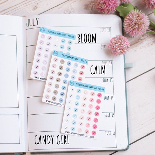 Petite Check Marks Dot Stickers for Bullet Journals and Planners || P007