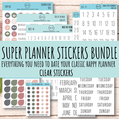 Planner Sticker Bundle Perfect for Classic Happy Planner. Transparent / Clear Stickers || B01-CM