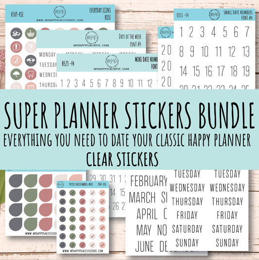 Planner Sticker Bundle Perfect for Classic Happy Planner. Transparent / Clear Stickers || B01-CM